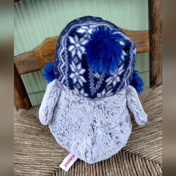 Aurora Pompom 8" Penguin Plush from World (Blue Hat) - Picture 4 of 15